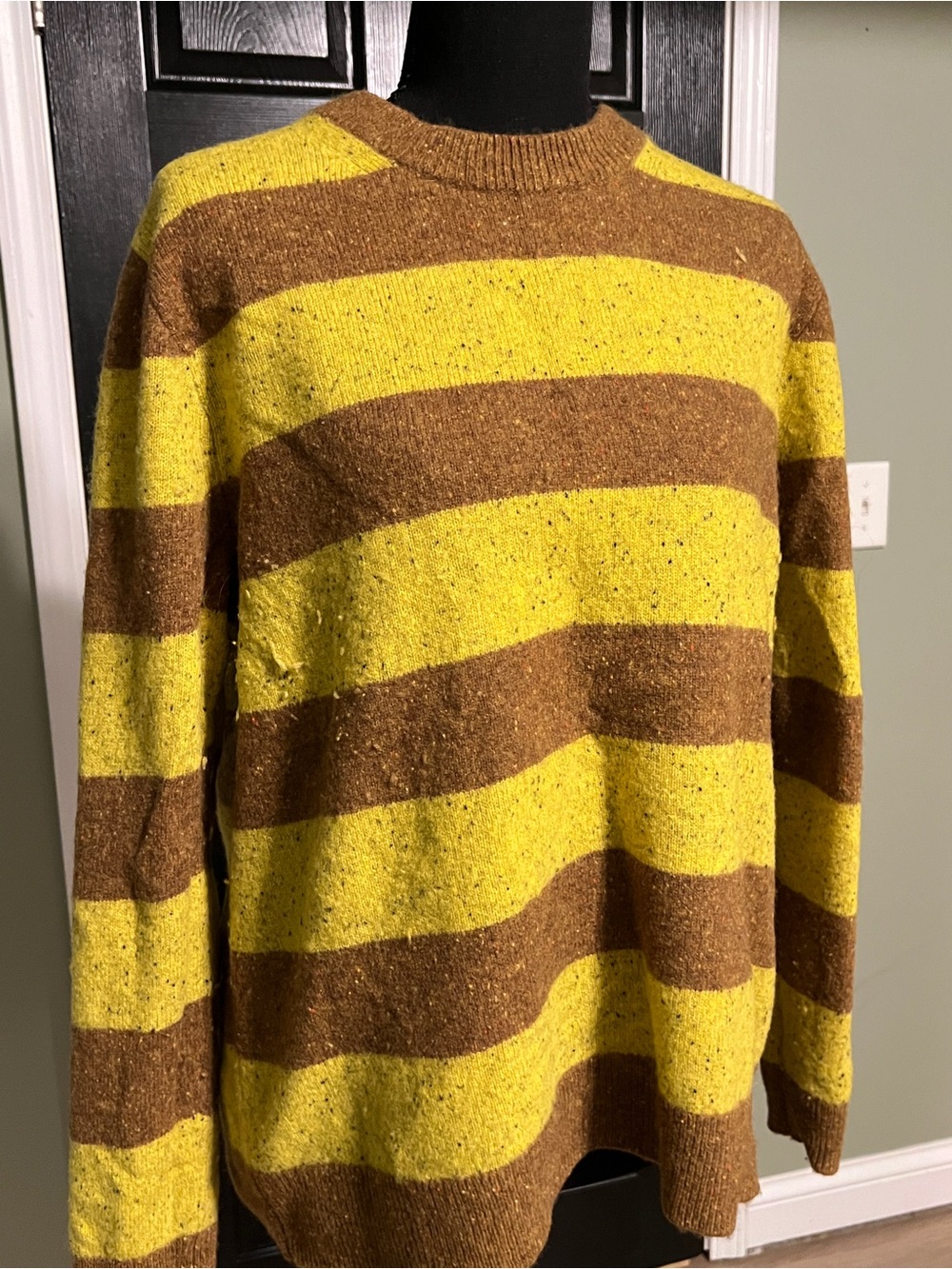 J. Crew Wide Stripe Crewneck Sweater in Yellow and Brown